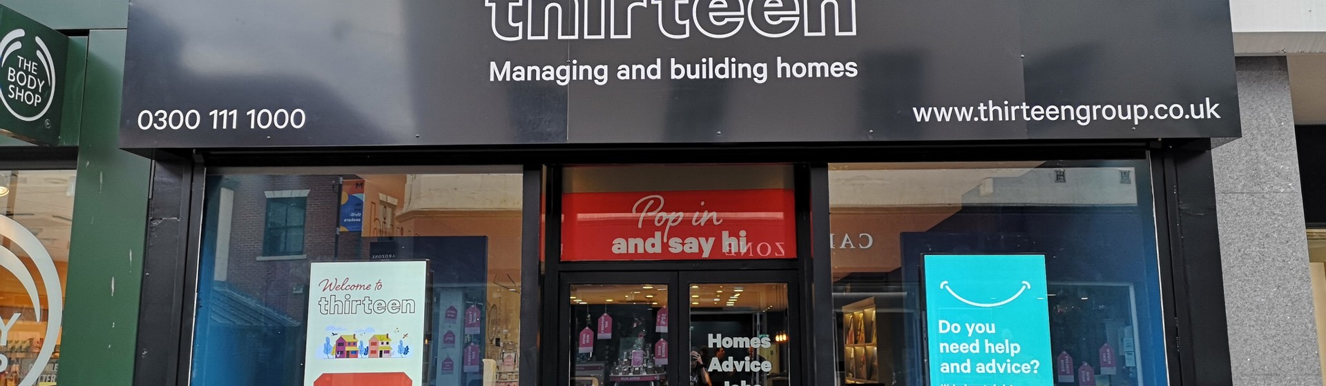 Shop front of the Thirteen Touchpoint store in Middlesbrough