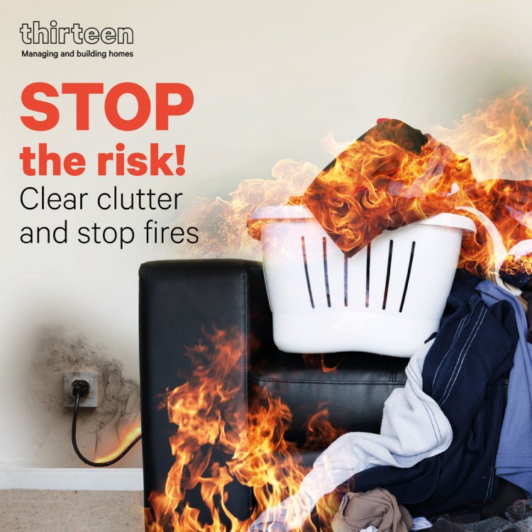 clutter in a room on fire
